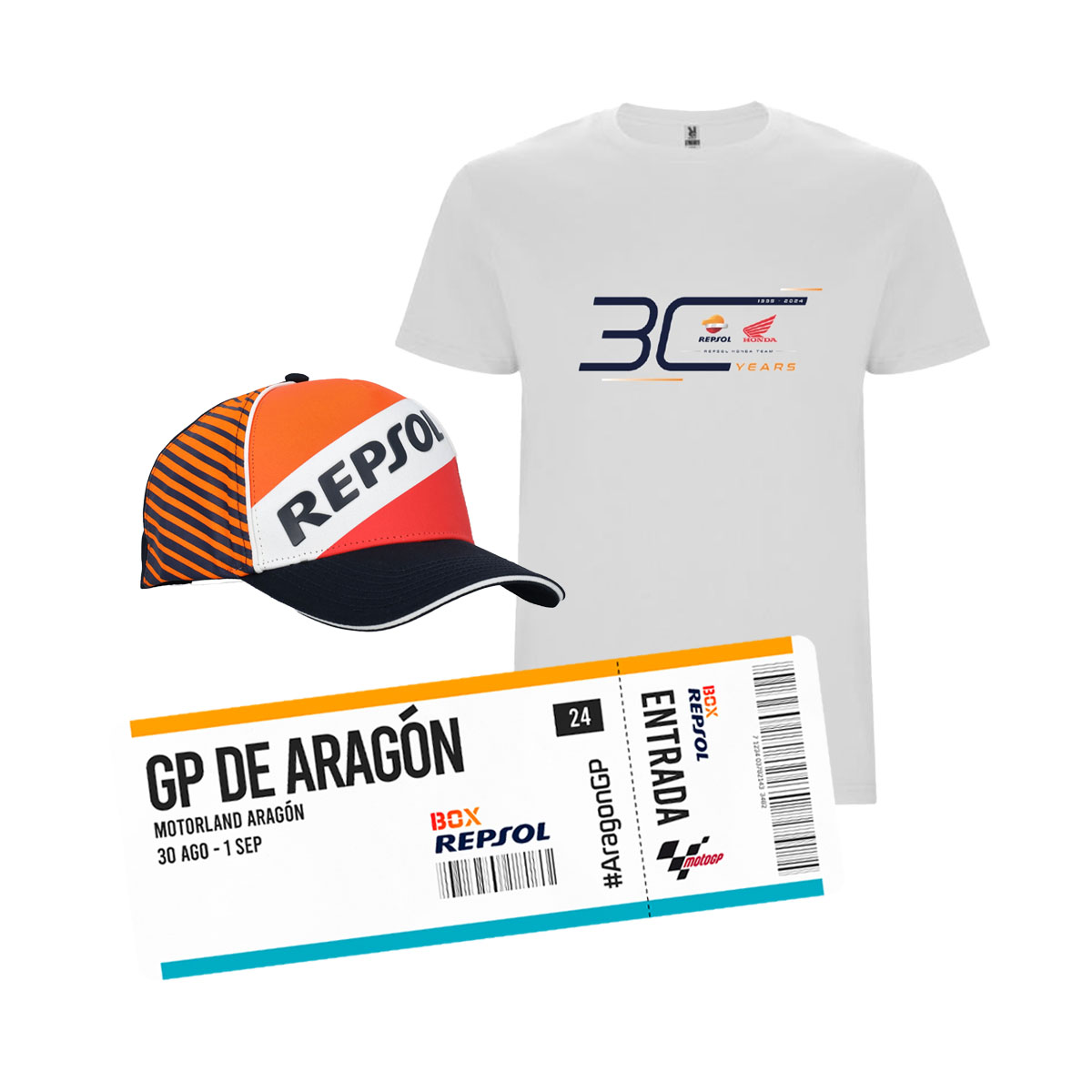 Pack MotoGP Aragón: entrada tribuna + gorra + camiseta